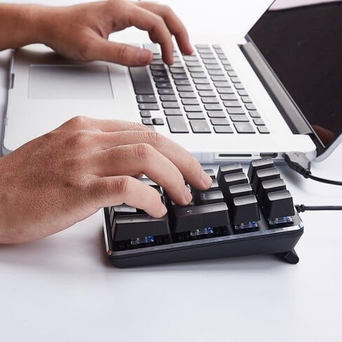 لوحة مفاتيح رقمية Magicforce USB، لوحة مفاتيح رقمية سلكية USB ميكانيكية مع لوحة أرقام بإضاءة خلفية LED زرقاء 21 مفتاحًا للكمبيوتر المحمول والكمبيوتر المكتبي - أسود (مفاتيح زرقاء) in Kuwait