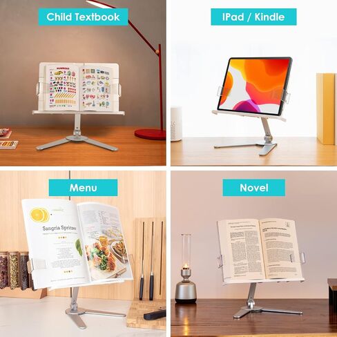 viozon Book Stand,Cookbook Holder Desk Reading,Adjustable Height&Angle,Aluminum Alloy,Foldable&Portable,for Office,Kitchen,School,Kids&Adults Book,Recipe,Magazine,Tablet,Kindle,Blue in Saudi Arabia
