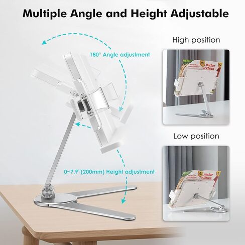 viozon Book Stand,Cookbook Holder Desk Reading,Adjustable Height&Angle,Aluminum Alloy,Foldable&Portable,for Office,Kitchen,School,Kids&Adults Book,Recipe,Magazine,Tablet,Kindle,Blue in Saudi Arabia