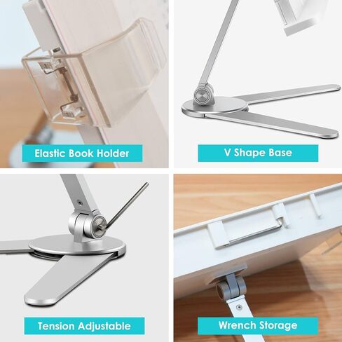 viozon Book Stand,Cookbook Holder Desk Reading,Adjustable Height&Angle,Aluminum Alloy,Foldable&Portable,for Office,Kitchen,School,Kids&Adults Book,Recipe,Magazine,Tablet,Kindle,Blue in Saudi Arabia