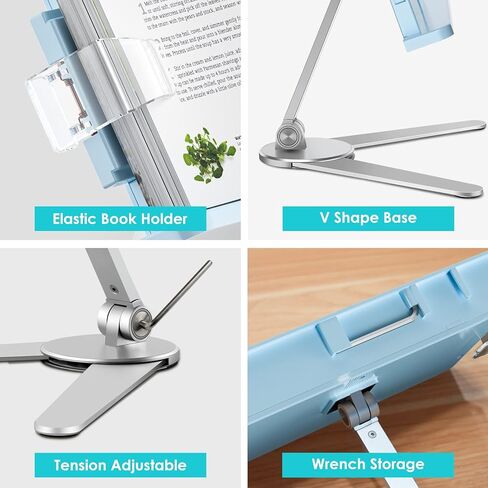 حامل كتب viozon، قراءة مكتب حامل كتب الطبخ، ارتفاع وزاوية قابلة للتعديل، سبائك الألومنيوم، قابلة للطي والمحمولة، للمكتب، المطبخ، المدرسة، كتاب الأطفال والكبار، الوصفة، المجلة، الكمبيوتر اللوحي، كيندل، فضي in Kuwait