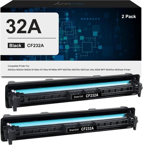 وحدة طبل 32A CF232A متوافقة مع M203dw M203dn M203d M148dw M118dw M148fdw M227fdw M227fdn M227sdn M206 M230fdw M230sdn حبر الطابعة | عبوة من قطعتين، باللون الأسود in Kuwait