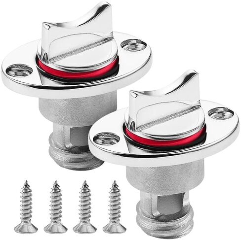 Yetaha Marine Boat Drain Plug, 2 Pack Stainless Steel Kayak Drain Plug Kit, Oval Garboard Transom Boat Plugs Fits 1" Hole, with Waterproof Seal Ring (Red) in Saudi Arabia