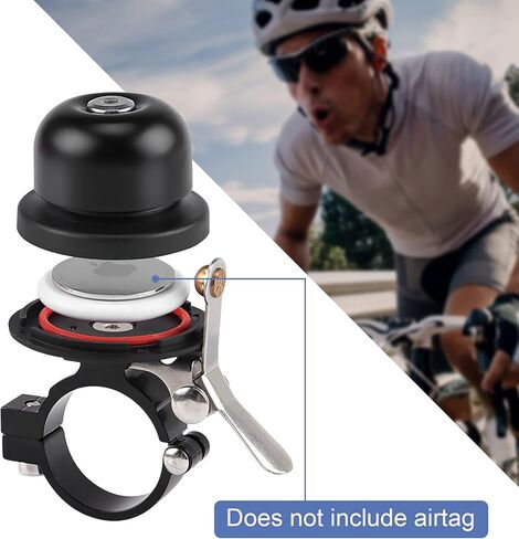 Grathia Bicycle Bell for Apple AirTag, Waterproof AirTag Bike Mount Hidden, Bicycle Loud Sound Brass Bells for Road Mountain Bike Handlebars Adults in Kuwait