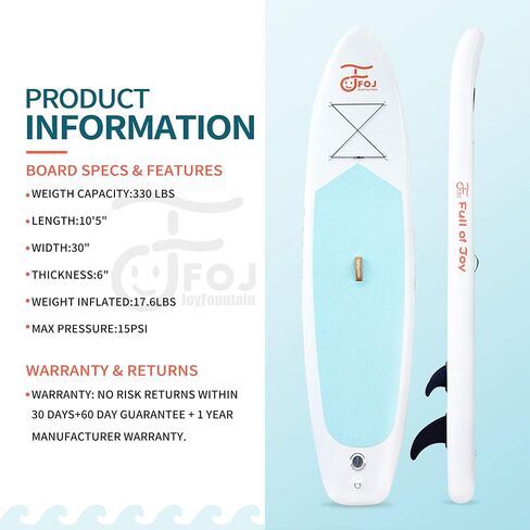 10.8’/33’’/6" Inflatable Stand Up Paddle Board Ultra-Light SUP with Free SUP Accessories & Backpack, Leash, Paddle and Hand Pump, Paddle Board for Adult & Youth in Saudi Arabia