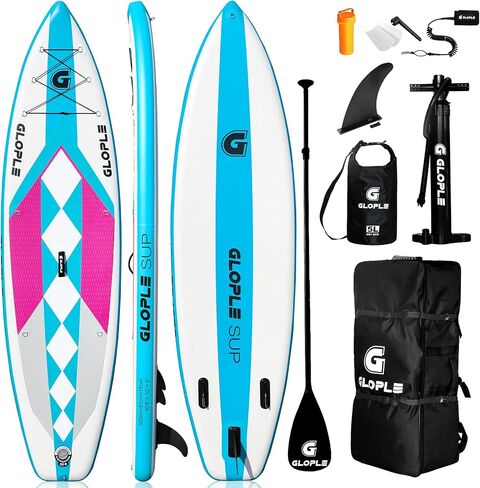 لوح مجداف قابل للنفخ، 10'6''/11' SUP مع حقيبة ظهر للملحقات، مجداف Adj، مضخة عمل مزدوجة، حقيبة مقاومة للماء، مقود، سطح غير قابل للانزلاق للمبتدئين/المتوسطين للبالغين والشباب in Saudi Arabia