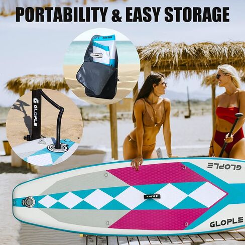لوح مجداف قابل للنفخ، 10'6''/11' SUP مع حقيبة ظهر للملحقات، مجداف Adj، مضخة عمل مزدوجة، حقيبة مقاومة للماء، مقود، سطح غير قابل للانزلاق للمبتدئين/المتوسطين للبالغين والشباب in Saudi Arabia