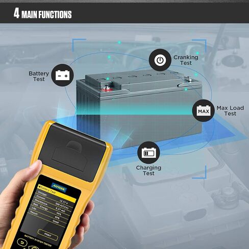 جهاز اختبار حمل البطارية AUTOOL Automotive 12V/24V 30-2000 CCA، أداة مسح ضوئي لمحلل البطارية ونظام التدوير والشحن مع طابعة للشاحنات الثقيلة والسيارات والدراجات النارية والمزيد in Kuwait