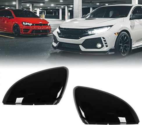 X AUTOHAUX زوج جديد الخارجي مرآة الرؤية الخلفية الإسكان الباب الجناح مرآة تغطي غطاء لامع أسود لفولكس واجن جولف 7 GTI MK72014-2018 in Kuwait