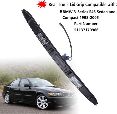 مقبض غطاء صندوق السيارة الخلفي مع زر مفتاح متوافق مع BMW 3 Series E46 سيدان 323i 325i 325xi 328i 330i 330xi 1998-2005 استبدال 51137170966 in Kuwait