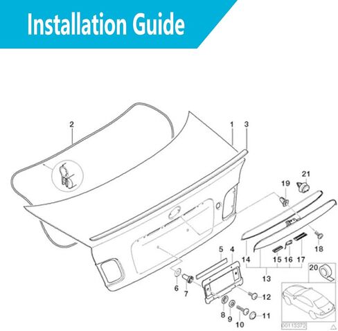 مقبض غطاء صندوق السيارة الخلفي مع زر مفتاح متوافق مع BMW 3 Series E46 سيدان 323i 325i 325xi 328i 330i 330xi 1998-2005 استبدال 51137170966 in Kuwait