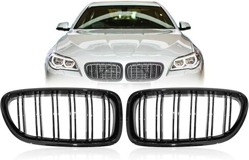 شبكة شواء أمامية متوافقة مع BMW 5 Series F10 F11 528i 528iX 535i 535iX 535d 535dX 550i 550iX Hybrid-5 M5 (2010-2016)، أسود لامع in Kuwait