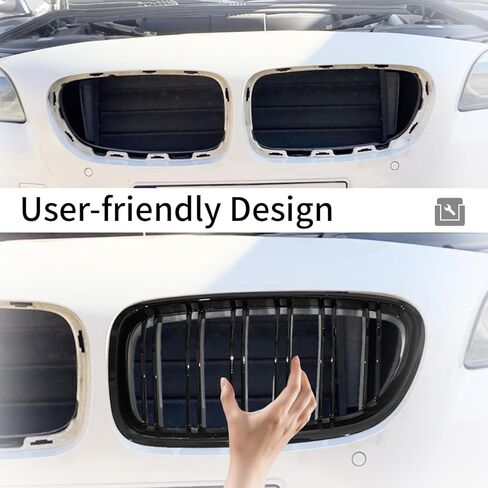 شبكة شواء أمامية متوافقة مع BMW 5 Series F10 F11 528i 528iX 535i 535iX 535d 535dX 550i 550iX Hybrid-5 M5 (2010-2016)، أسود لامع in Kuwait