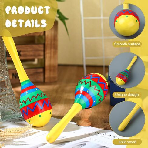 7.87 Inches Fiesta Wooden Maracas 2 Pcs Noisemaker for Mexican Fiesta Musical Maracas Party Favors Mexican Birthday Fiesta Christmas Cinco De Mayo Party Favors (Purple) in Saudi Arabia