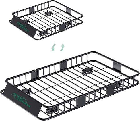 سلة رفوف السقف مقاس 64 بوصة × 39 بوصة × 6 بوصة، سلة شحن على السطح شديدة التحمل، غطاء 250 رطل، سلة سقف عالمية، حامل البضائع لسيارات الدفع الرباعي والشاحنات وحامل أمتعة السيارة in Kuwait