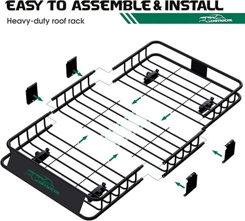 سلة رفوف السقف مقاس 64 بوصة × 39 بوصة × 6 بوصة، سلة شحن على السطح شديدة التحمل، غطاء 250 رطل، سلة سقف عالمية، حامل البضائع لسيارات الدفع الرباعي والشاحنات وحامل أمتعة السيارة in Kuwait