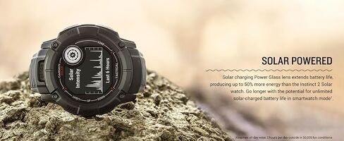 ساعة ذكية Garmin Instinct 2X Solar - إصدار تكتيكي باللون الأسود، ساعة ذكية بنظام تحديد المواقع العالمي (GPS) متينة للاستخدام الخارجي للرجال، إمكانية الشحن بالطاقة الشمسية، آلة حاسبة للمقذوفات، حزمة ساعة ذكية بمصباح يدوي مدمج مع ملحقات in Saudi Arabia