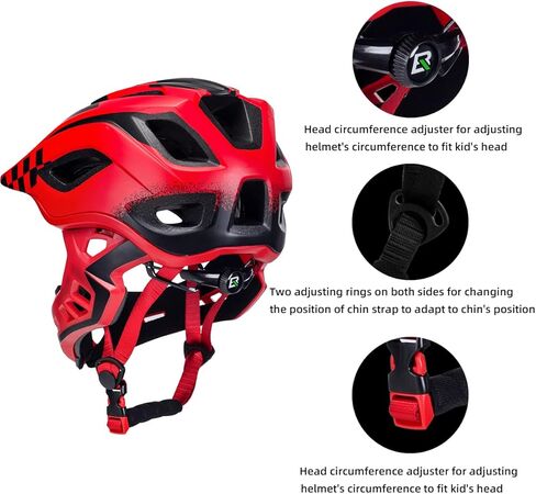 ROCKBROS Kids خوذة دراجة كاملة الوجه، خوذات خفيفة الوزن للأطفال الصغار، خوذات الدراجة الجبلية للأطفال الذين تتراوح أعمارهم بين 5-14 عامًا، خوذة ذقن مضادة للتصادم وقابلة للفصل للأطفال لسكوتر لوح التزلج BMX in Kuwait
