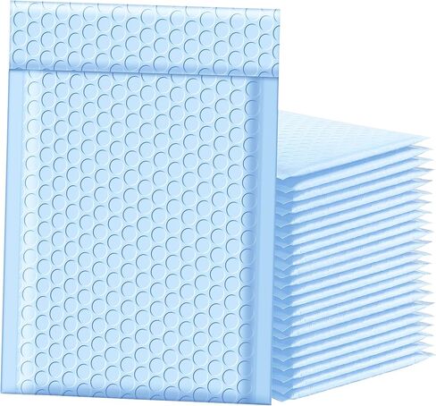 Famagic Bubble Mailers 6x10 بوصة 25pc أكياس شحن زرقاء فاتحة، أكياس تغليف أنيقة للشركات الصغيرة، مغلفات بريدية مبطنة ملونة، غير شفافة غير لامعة ذاتية الغلق فقاعات بولي البريدية السائبة #0 in Kuwait