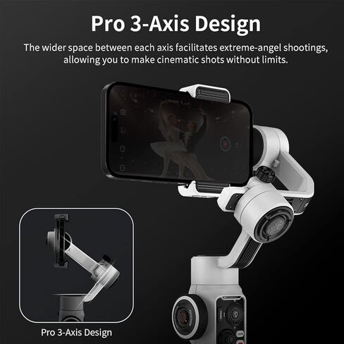 Zhiyun Smooth 5S Combo Professional Gimbal Stabilizer for Smartphone, Handheld 3-Axis Phone Gimbal, Portable Stabilizer Compatible with iPhone and Android - White in Saudi Arabia