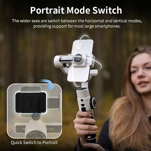 Zhiyun Smooth 5S Combo Professional Gimbal Stabilizer for Smartphone, Handheld 3-Axis Phone Gimbal, Portable Stabilizer Compatible with iPhone and Android - White in Saudi Arabia