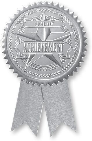 PaperDirect Embossed Seal of Achievement Gold Foil Ribbon Certificate Seals, 2 Inch, Self Adhesive, 100 Count, Embossed Seals for Certificates, Achievement Award Stickers for School, Work, Diploma in Kuwait