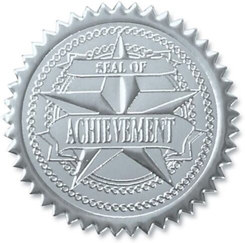 PaperDirect Embossed Seal of Achievement Gold Foil Ribbon Certificate Seals, 2 Inch, Self Adhesive, 100 Count, Embossed Seals for Certificates, Achievement Award Stickers for School, Work, Diploma in Kuwait