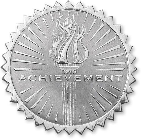 PaperDirect Embossed Seal of Achievement Gold Foil Ribbon Certificate Seals, 2 Inch, Self Adhesive, 100 Count, Embossed Seals for Certificates, Achievement Award Stickers for School, Work, Diploma in Kuwait