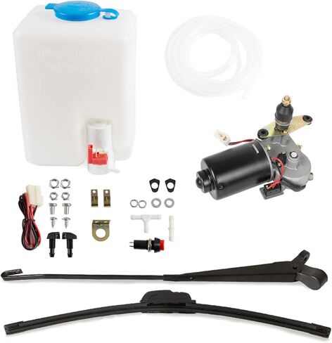 ممسحة الزجاج الأمامي Wztepeng 12 فولت UTV مع مجموعة مضخة غسيل الزجاج الأمامي المتوافقة مع Polaris RZR Ranger 570 800 900 1000 General 1000 Can-am Maverick Commander Defender Kawasaki Mule إلخ. in Kuwait