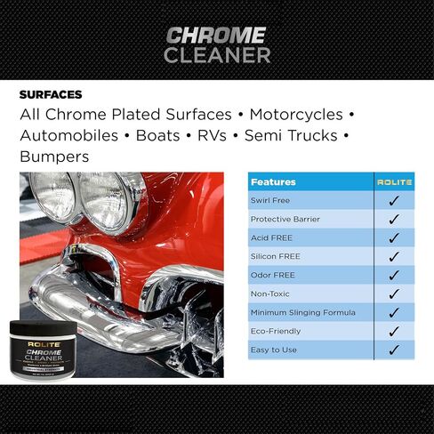 Rolite Chrome Cleaner (1lb) for All Chrome Plated Surfaces. Motorcycles, Automobiles, Boats, RVs, Bumpers and Much More in Saudi Arabia