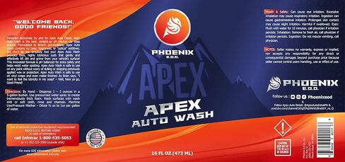 Apex Auto Wash - 16oz - صابون محايد لدرجة الحموضة - لا يحتوي على أصباغ أو عطور أو إضافات "بصرية" - رغوة كثيفة عالية التشحيم تعمل على إزالة الأوساخ والأوساخ بلطف وفعالية in Kuwait