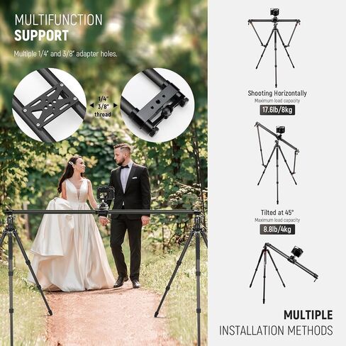 NEEWER 47.2in/120cm Carbon Fiber Camera Slider, Dolly Rail Track with Thicker Tube and More Stable Support, 4 Precise Smooth Bearings and Levelling for DSLR Camera Camcorder, Max Load 22lb, CS120CM in Saudi Arabia