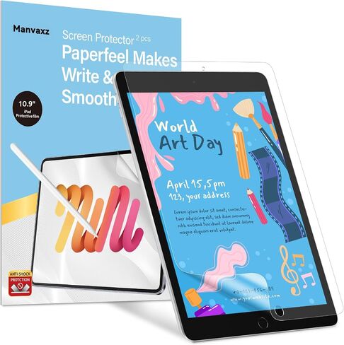 قطعتان من واقي شاشة iPad الجيل العاشر من Paperfeel | واقي شاشة iPad 10.9 للرسم مثل الرسم على الورق | مضاد لبصمات الأصابع ولا يوجد وهج غير لامع من PET in Saudi Arabia
