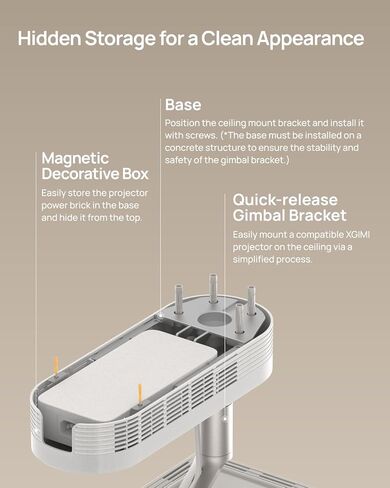 حامل سقف XGIMI، مصمم لسلسلة Horizon (بما في ذلك Horizon Ultra)، سهل التركيب، تعديل مرن، حامل جهاز عرض يناسب ديكور المنزل in Kuwait