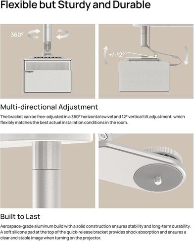 حامل سقف XGIMI، مصمم لسلسلة Horizon (بما في ذلك Horizon Ultra)، سهل التركيب، تعديل مرن، حامل جهاز عرض يناسب ديكور المنزل in Kuwait