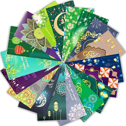18Pcs Eid Money Envelopes Mubarak Envelope Bulk with Arabic Writing Ramadan Cash Gifts Money Bags Holders for Kids Eidi Holiday (Gold) in Saudi Arabia