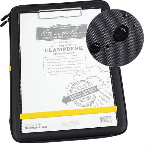 Rite in the Rain Weatherproof Clampdesk, 14" x 10.625", Black with Writing Surface, Storage Inside (No. 296) in Saudi Arabia