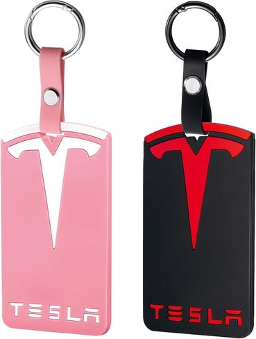 حامل مفاتيح بطاقة تسلا موديل Y، حافظة حماية لبطاقة مفتاح تسلا من السيليكون مع سلسلة مفاتيح للطراز Y/3، ملحقات موديل S/X، قطعتين in Kuwait