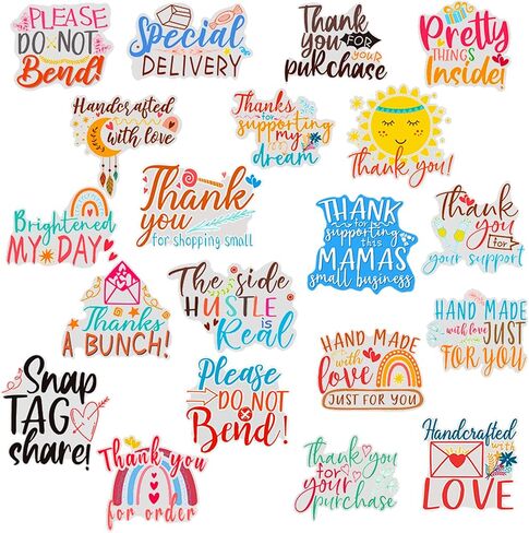 500 Pcs Small Business Stickers Thank You Business Stickers Rainbow Stickers for Packaging Small Business Rainbow Packaging Stickers Thank You Label Stickers Cute Envelope Seals Handle, 20 Styles in Saudi Arabia