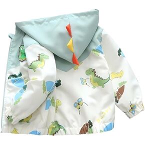 Vinmin Toddler Wooded Jacket Dinosaur Cartoon zip Coat Little Girls Boy Jacke Thin Thin For Spring Autumn