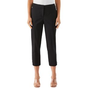 Rafaella Women's 24" Satin Twill Capri with Grommets, Stretch Fabric, Elastic Waistband, Curvy Slim Fit Dress Pants