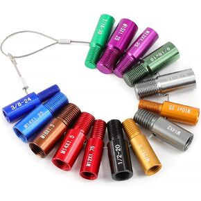 JiiinMiiin Nut and Bolt Thread Checker Set 28 Car Commonly Used Male Female Thread Identifier Gauges Detachable Wire Loop Design Wall-Mountable Bolt Thread Identifier Gauge
