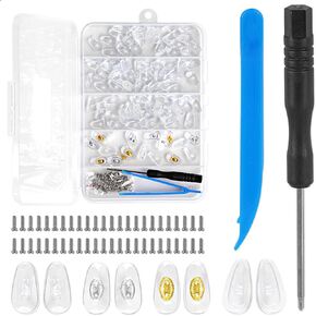 vivinin Eyeglass Nose Pads, Glasses Nose Pads Replacement Repair Tools Kit Includes 57 Pairs of Upgraded Silicone Nose Pads for Glasses, Small Screws, Screwdriver, Tweezers