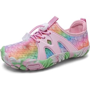 WateLves Toddler/Little/Big/Kid Water Shoes Wide Barefoot Aqua Athletic Sneakers Girls Boys Hiking Beach Swim Fast Dry Shoes Built-in Heel Grips