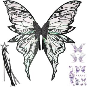 Fairy Wings Costume Set for Adults - Cosplay Accessories with Butterfly Wings for Halloween, Party
