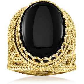 Ross-Simons Onyx Roped Ring in 18kt Gold Over Sterling