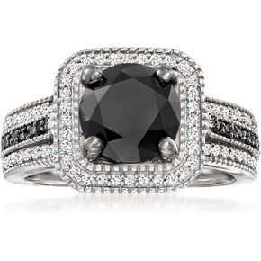 Ross-Simons 3.00 ct. t.w. Black and White Diamond Ring in Sterling Silver