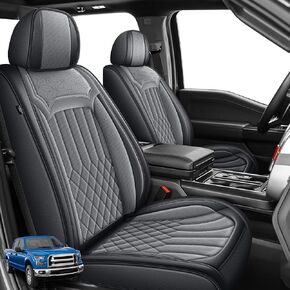AOMSAZTO Seat Covers Fit for Ford F150 2009-2024 2025 - F250/F350/F450 2017-2024 2025 Full Set Faux Leather Waterproof Truck Car Seat Covers (5 Seats, Black)