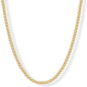 PAVOI 14K Gold Plated Small Bead Ball Chain Necklace for Women - Adjustable Dainty Gold Beaded Necklace - Trendy Choker Chain Layering Jewelry