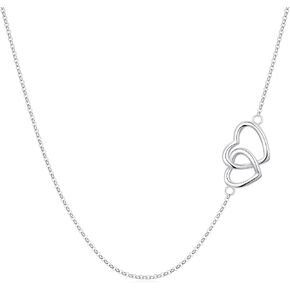 Midari Sterling Silver Dllglace Necklace Collection قابلة للتعديل القابل للتعديل الجانبي قلادة Love Heart Moon Sunflower Design Design Gifts for Women Sister Mom